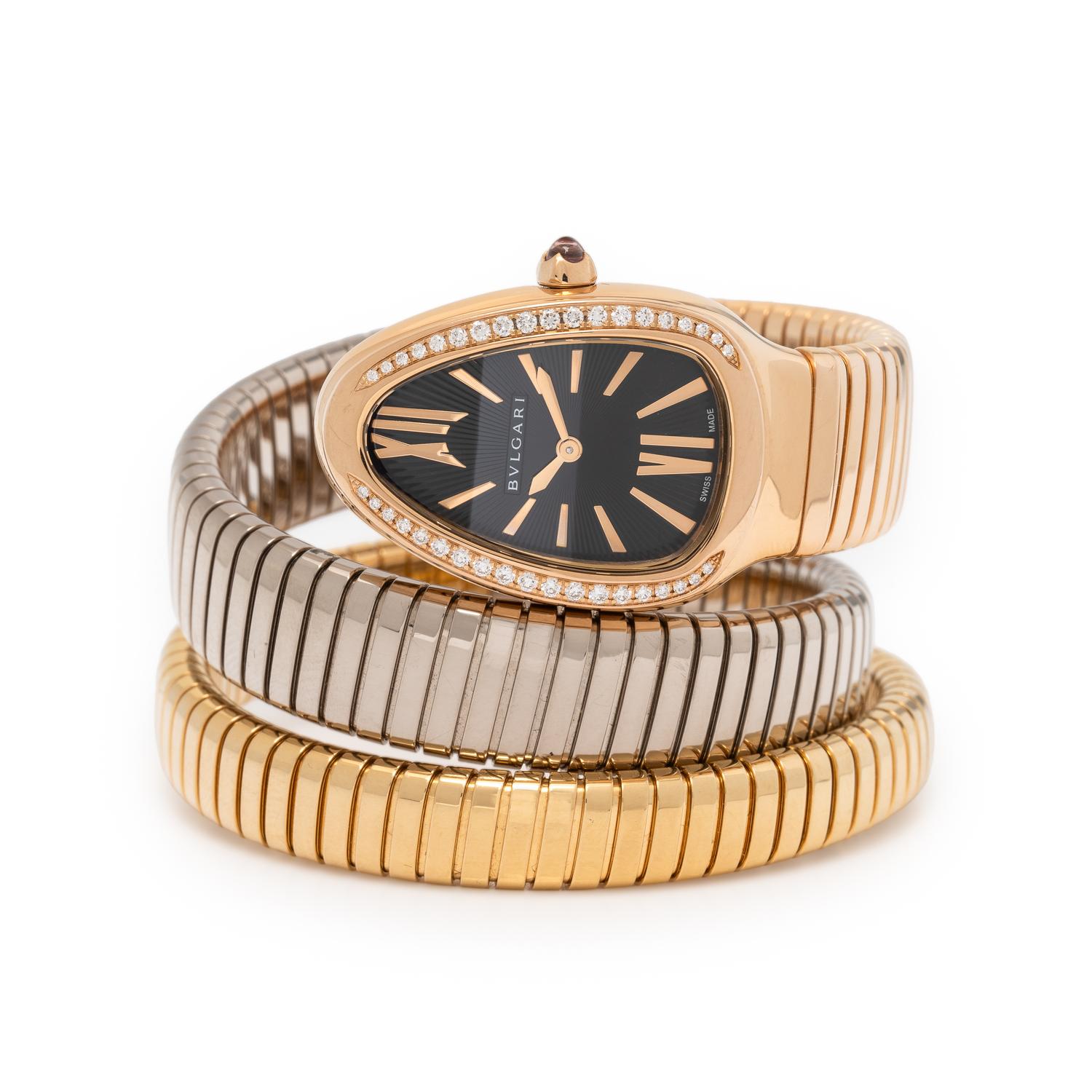 Bulgari, Ref. 102948, Tricolor Gold and Diamond 'Serpenti Tubogas' Watch, with Box