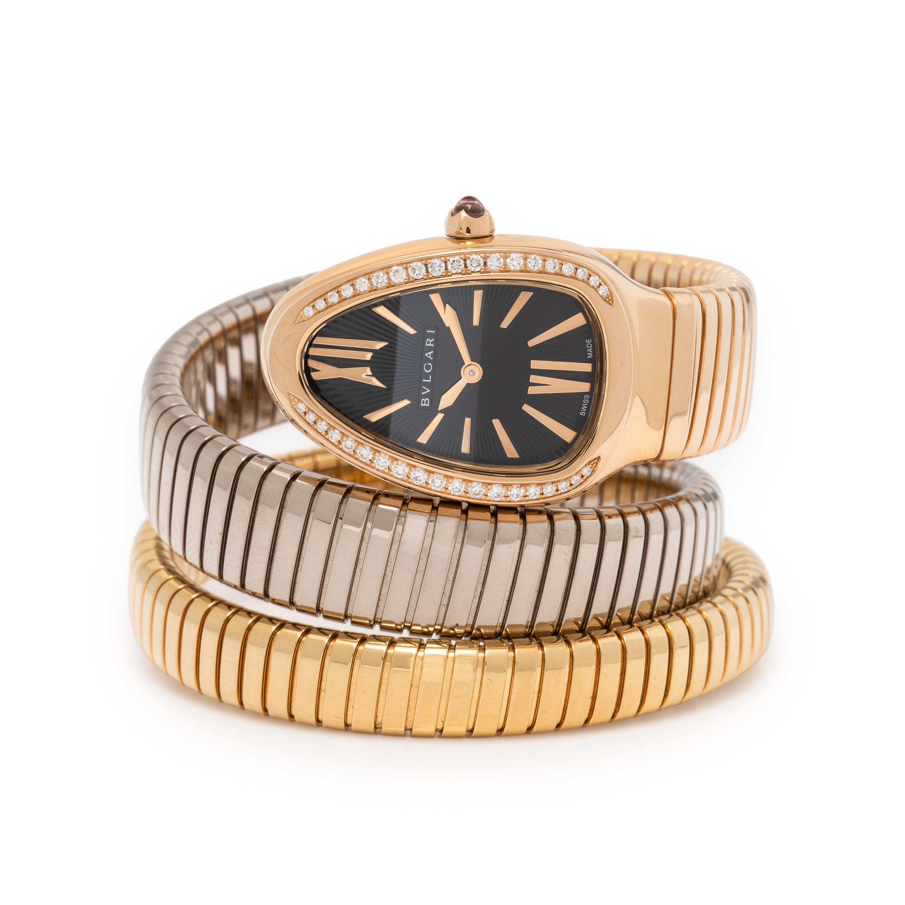 Bulgari, Ref. 102948, Tricolor Gold and Diamond 'Serpenti Tubogas' Watch, with Box