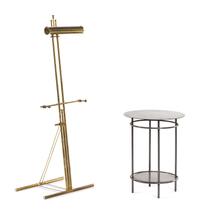 A Brass Easel and a Steel Occasional Table