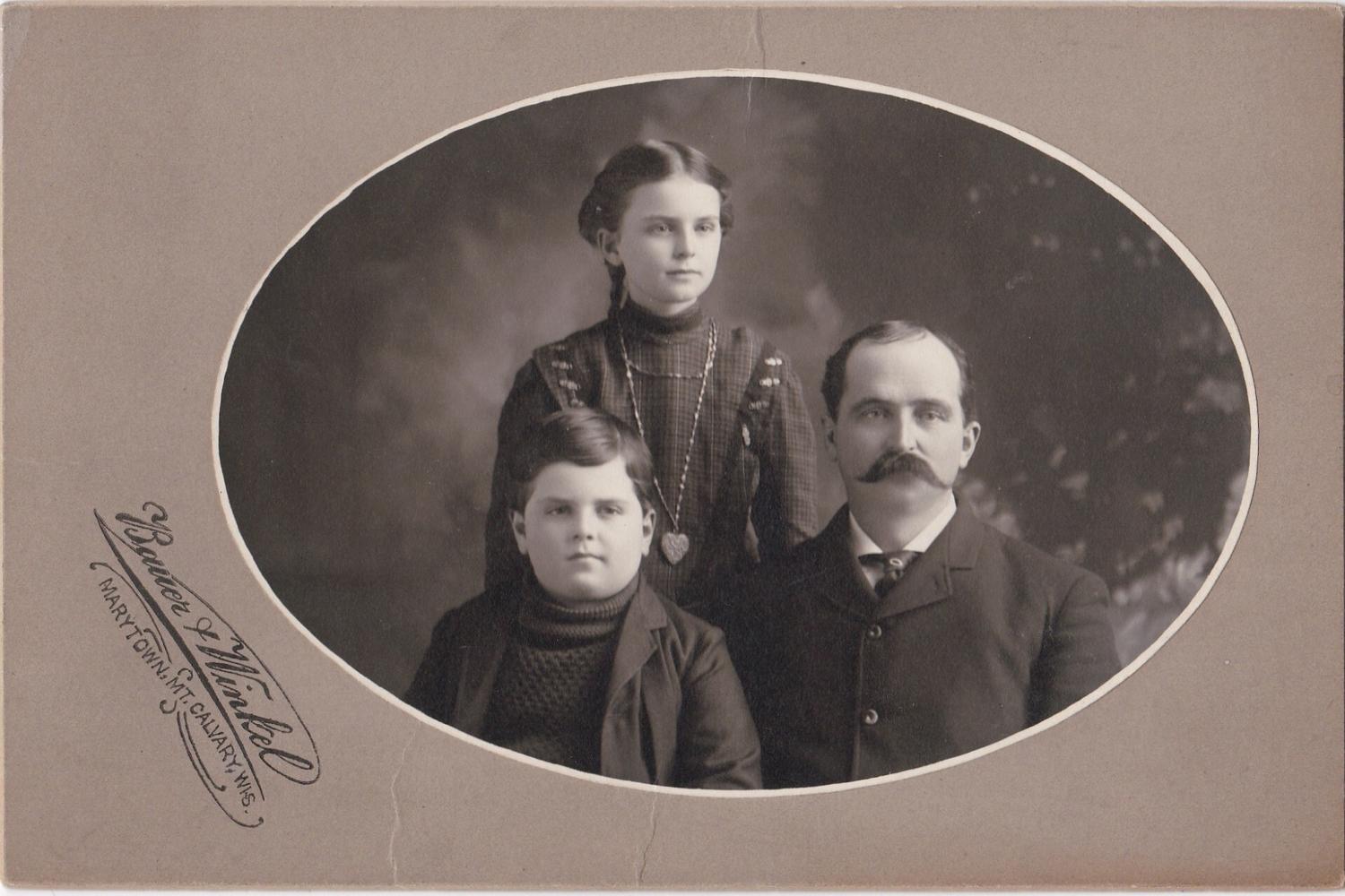 Double Scrimshawed Portrait of Della and Johnny Beau ca 1904
