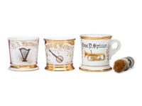 Three Musician's Porcelain Occupational Shaving Mugs