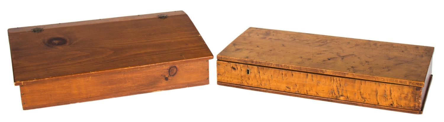 A Collection of Five American Wooden Boxes Height of tallest 11 inches.