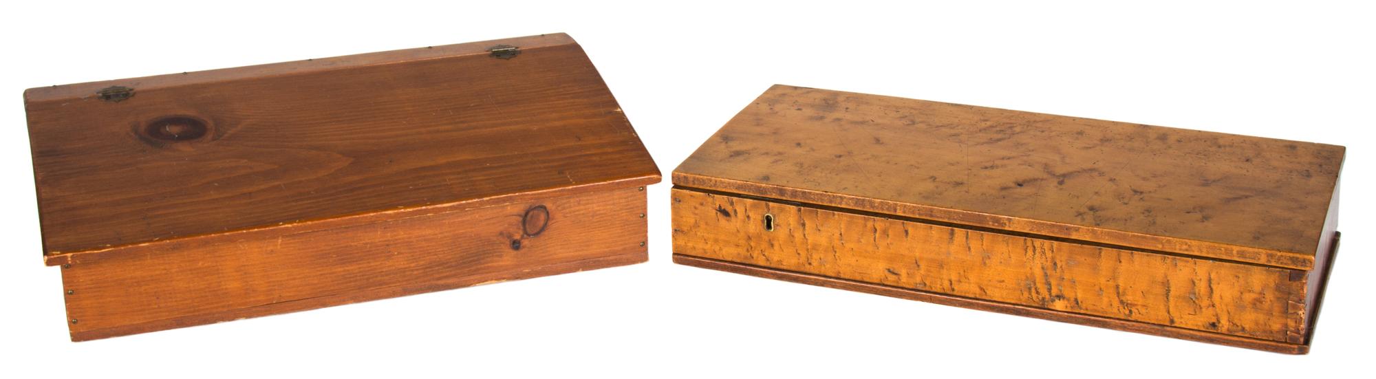 A Collection of Five American Wooden Boxes Height of tallest 11 inches.