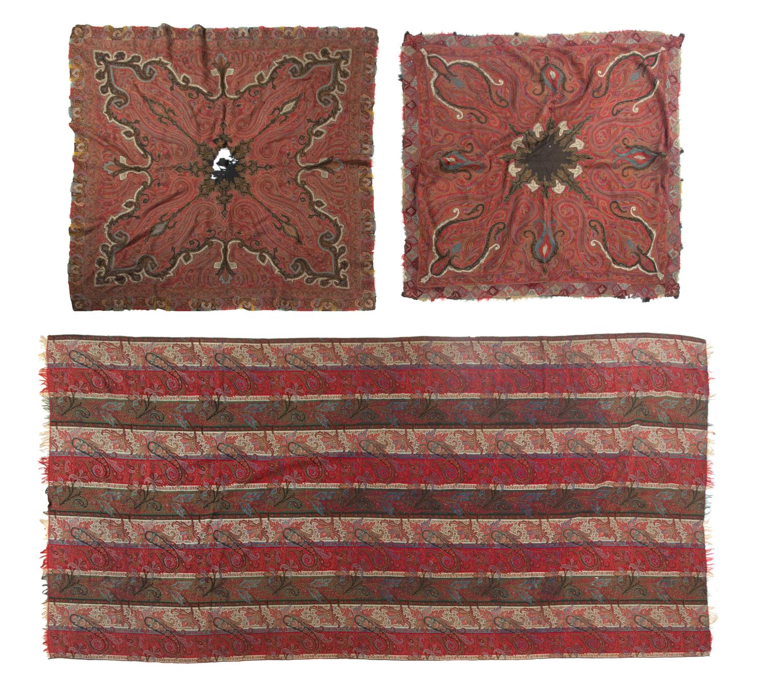 Three Indian Paisley Shawls, LATE 19TH/EARLY 20TH CENTURY, First 5 feet 11 inches x 5 feet 9 inches. — LATE 19TH/EARLY 20TH CENTURY,