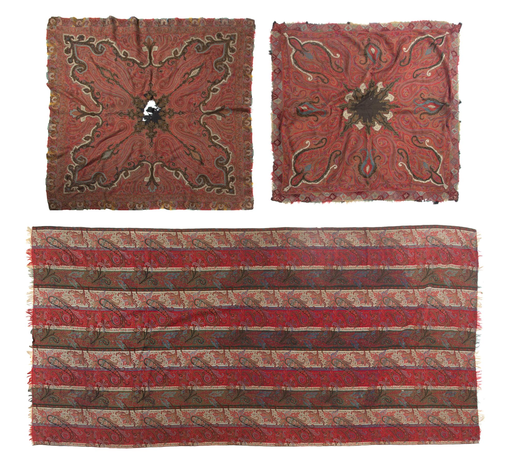 Three Indian Paisley Shawls, LATE 19TH/EARLY 20TH CENTURY, First 5 feet 11 inches x 5 feet 9 inches. — LATE 19TH/EARLY 20TH CENTURY,