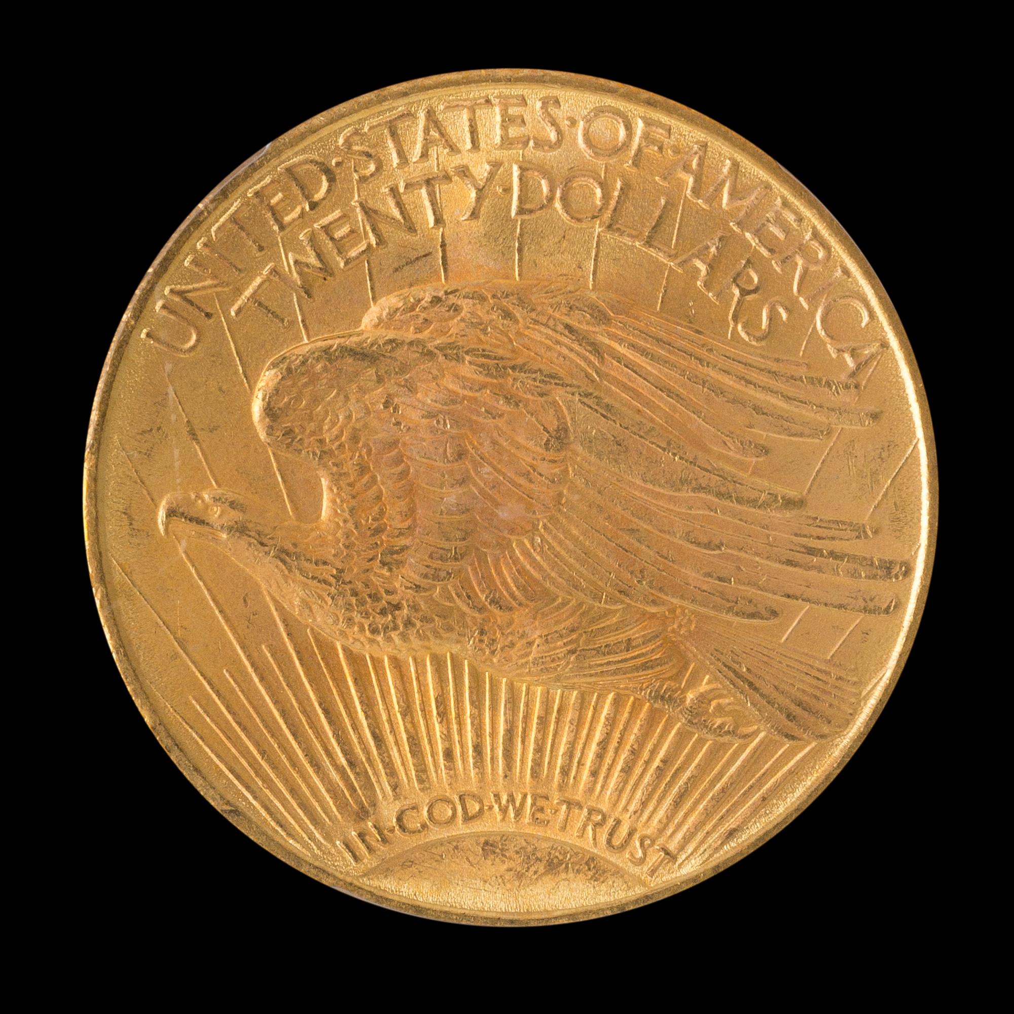 A United States 1908-D Saint-Gaudens: Motto $20 Gold Coin