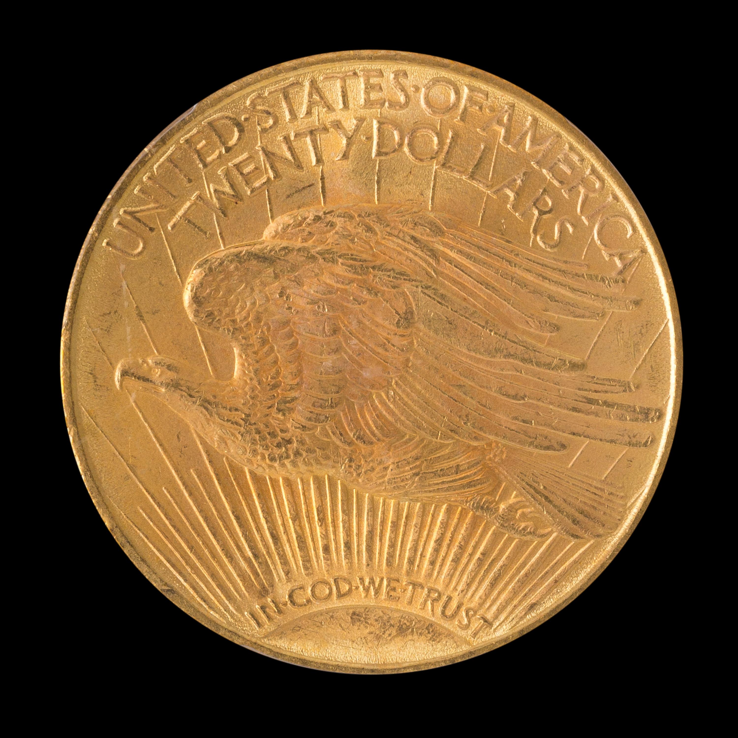 A United States 1908-D Saint-Gaudens: Motto $20 Gold Coin