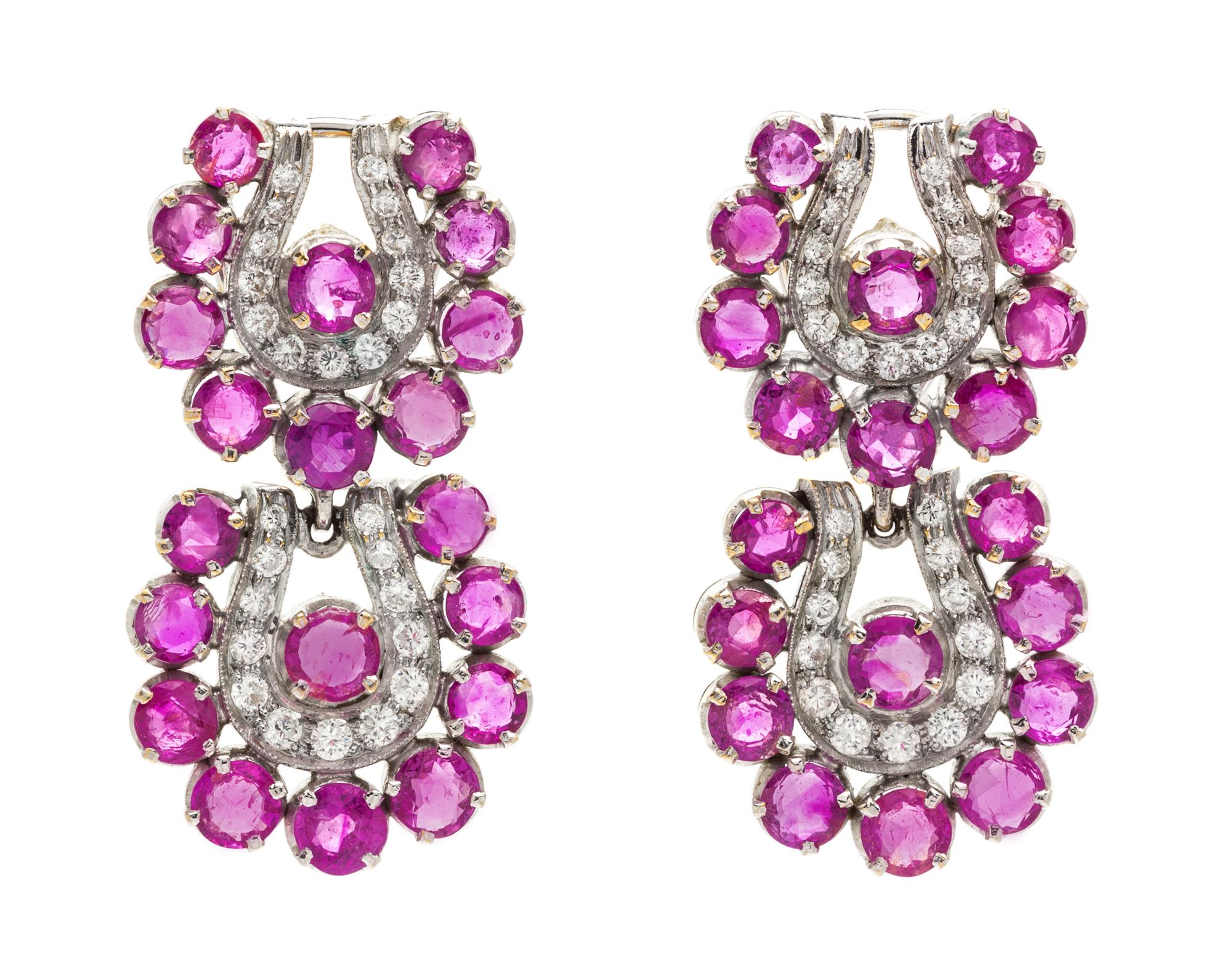 A White Gold, Ruby and Diamond Demi Parure, 66.20 dwts.