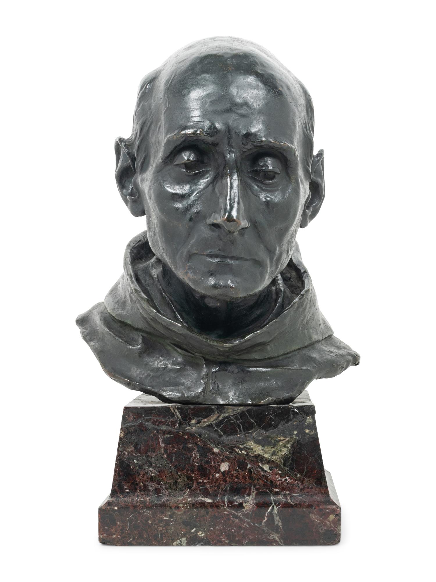 A Bronze Portrait Bust of a Monk