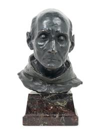 A Bronze Portrait Bust of a Monk