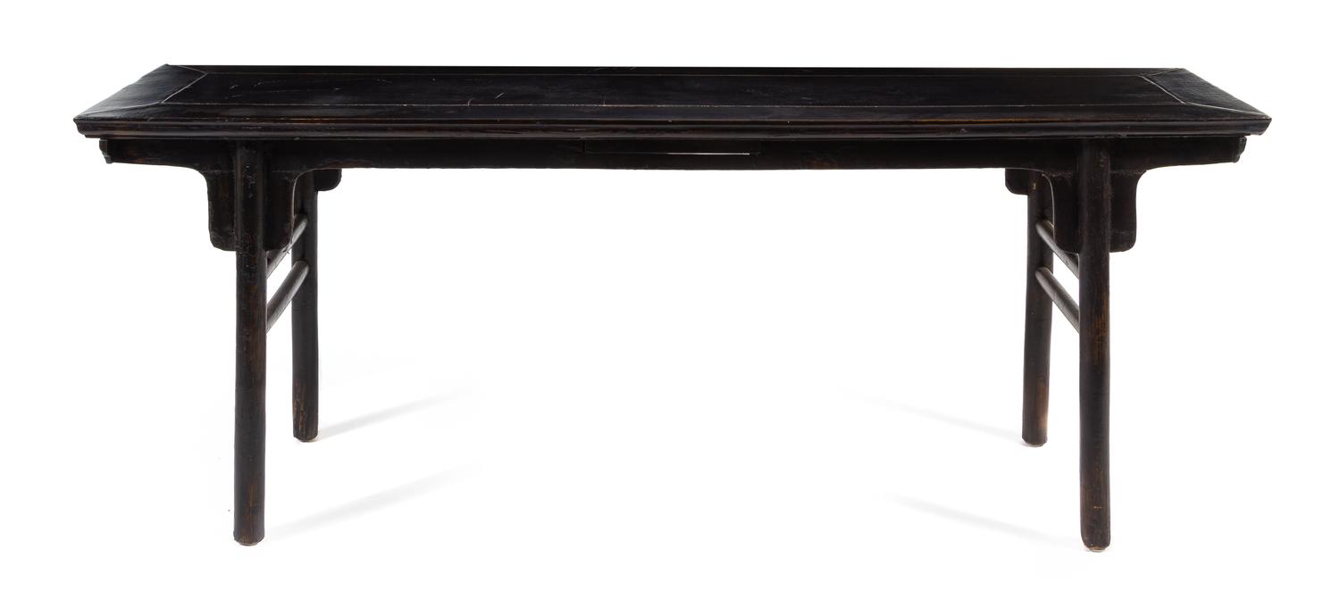 A Chinese Black Laquered Elmwood Altar Table, Pingtou'an Height 33 x width 86 1/2 x depth 22 1/4 inches. — QING DYNASTY (1644-1911)
