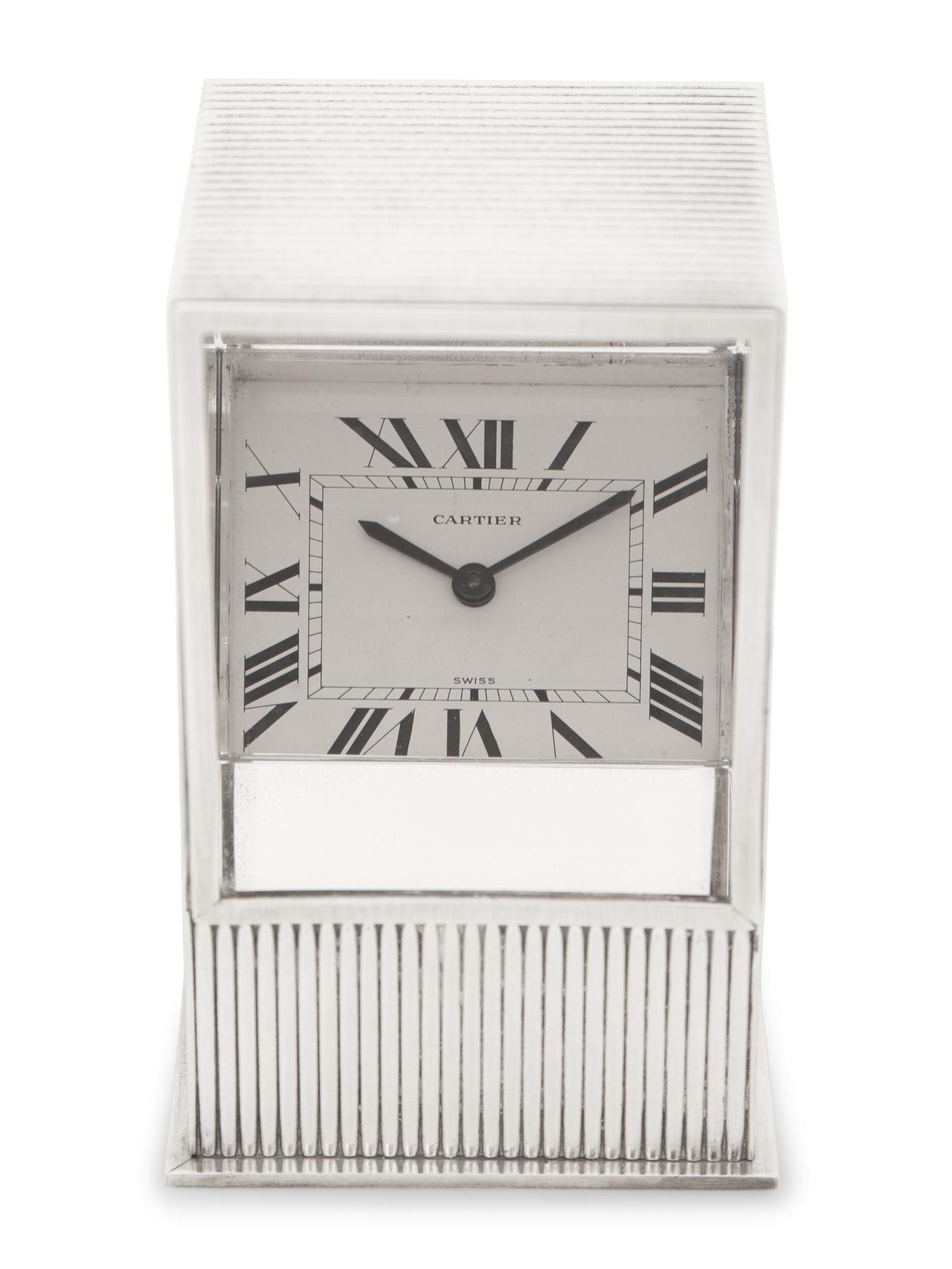 A Cartier Silver Prism Mystery Clock
