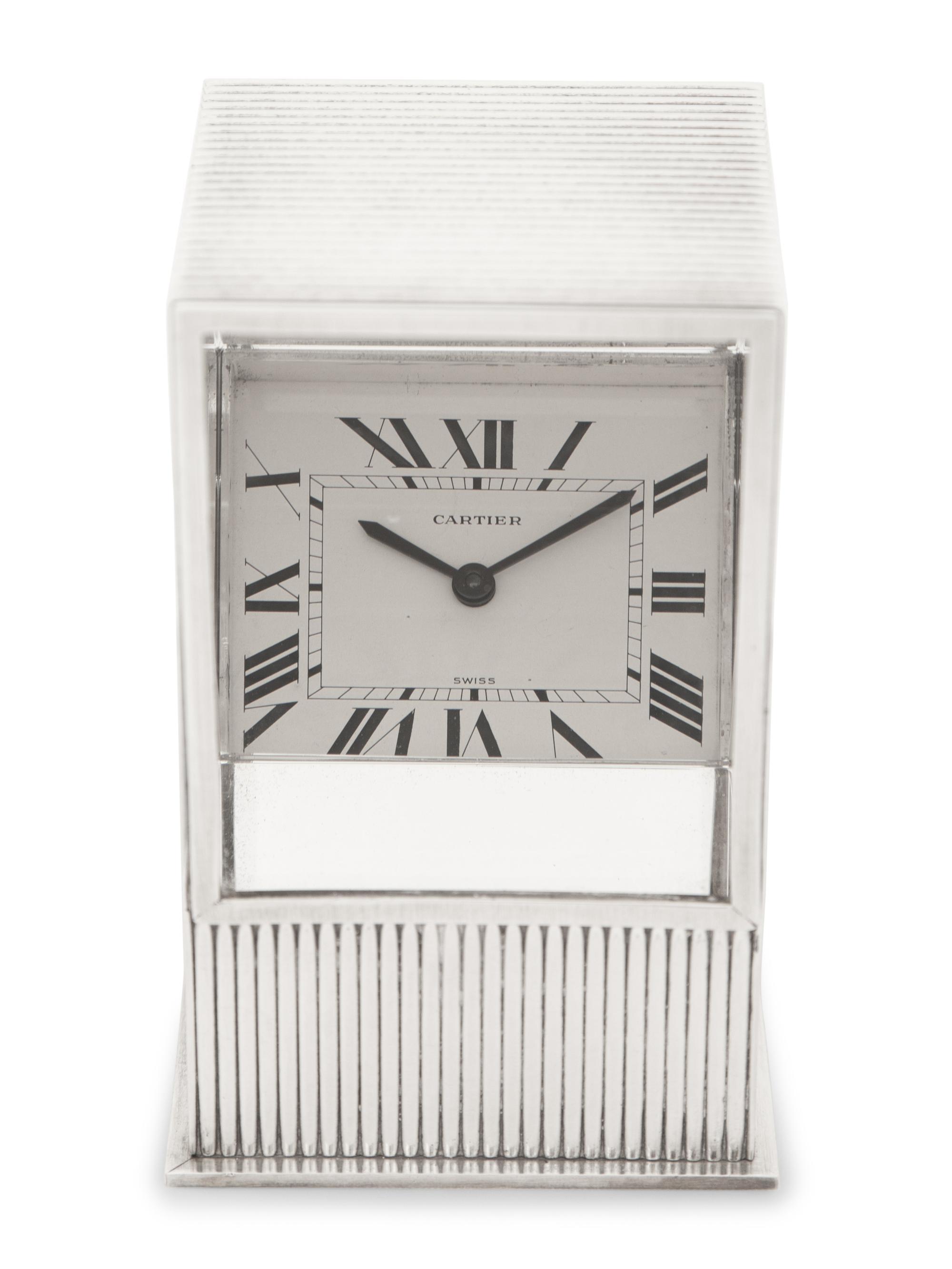 A Cartier Silver Prism Mystery Clock