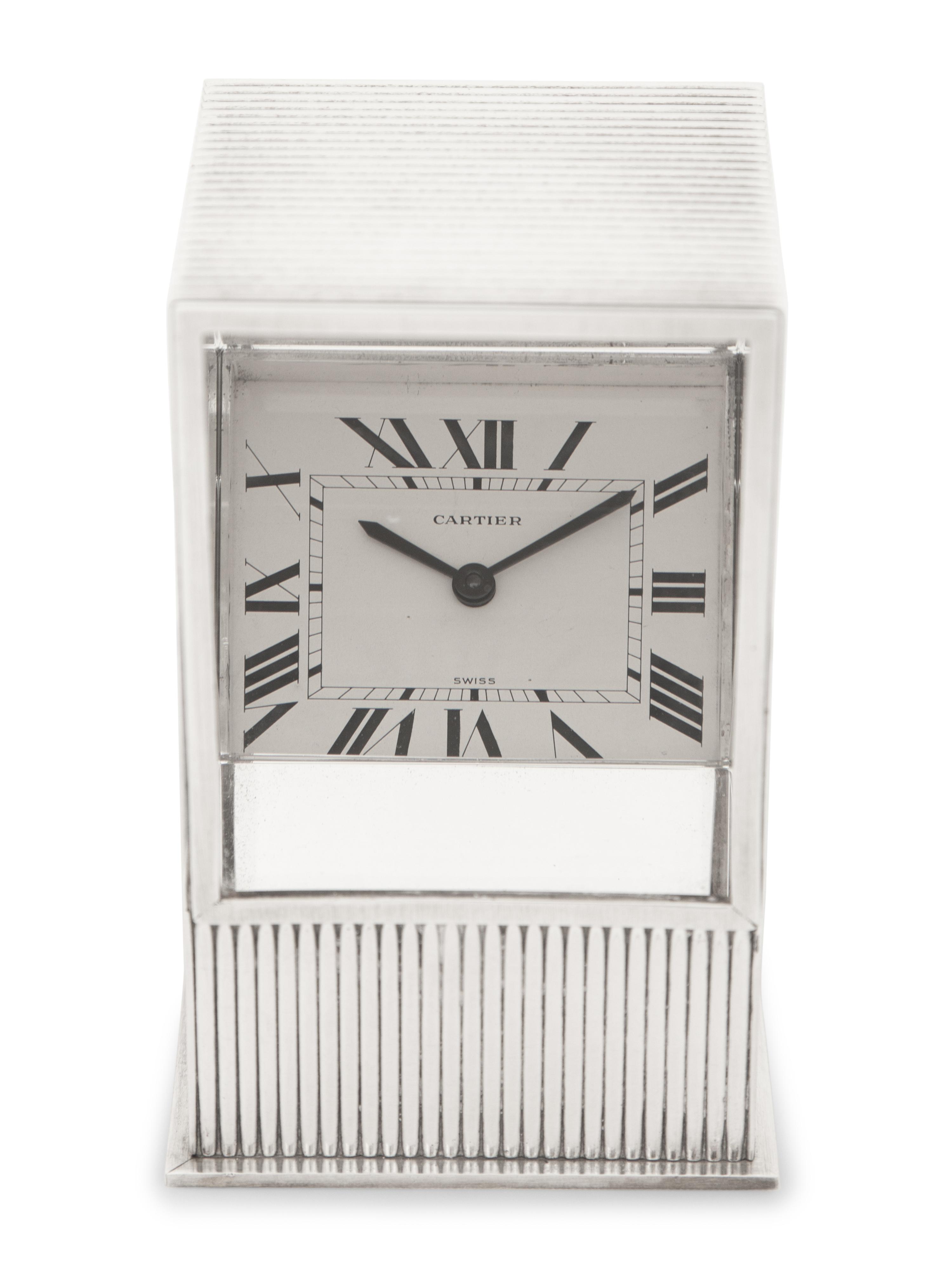 A Cartier Silver Prism Mystery Clock