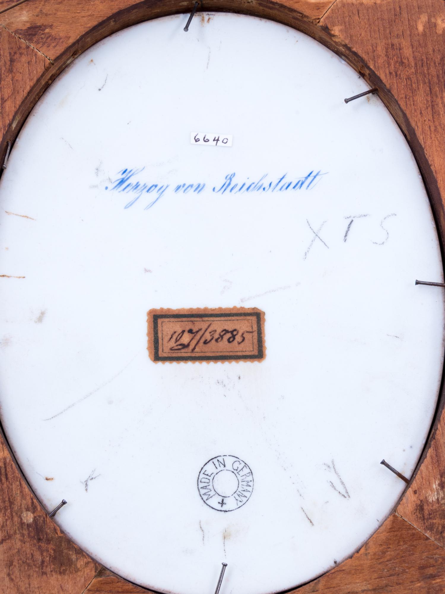 A German Painted Porcelain Portrait Plaque of Napoleon II