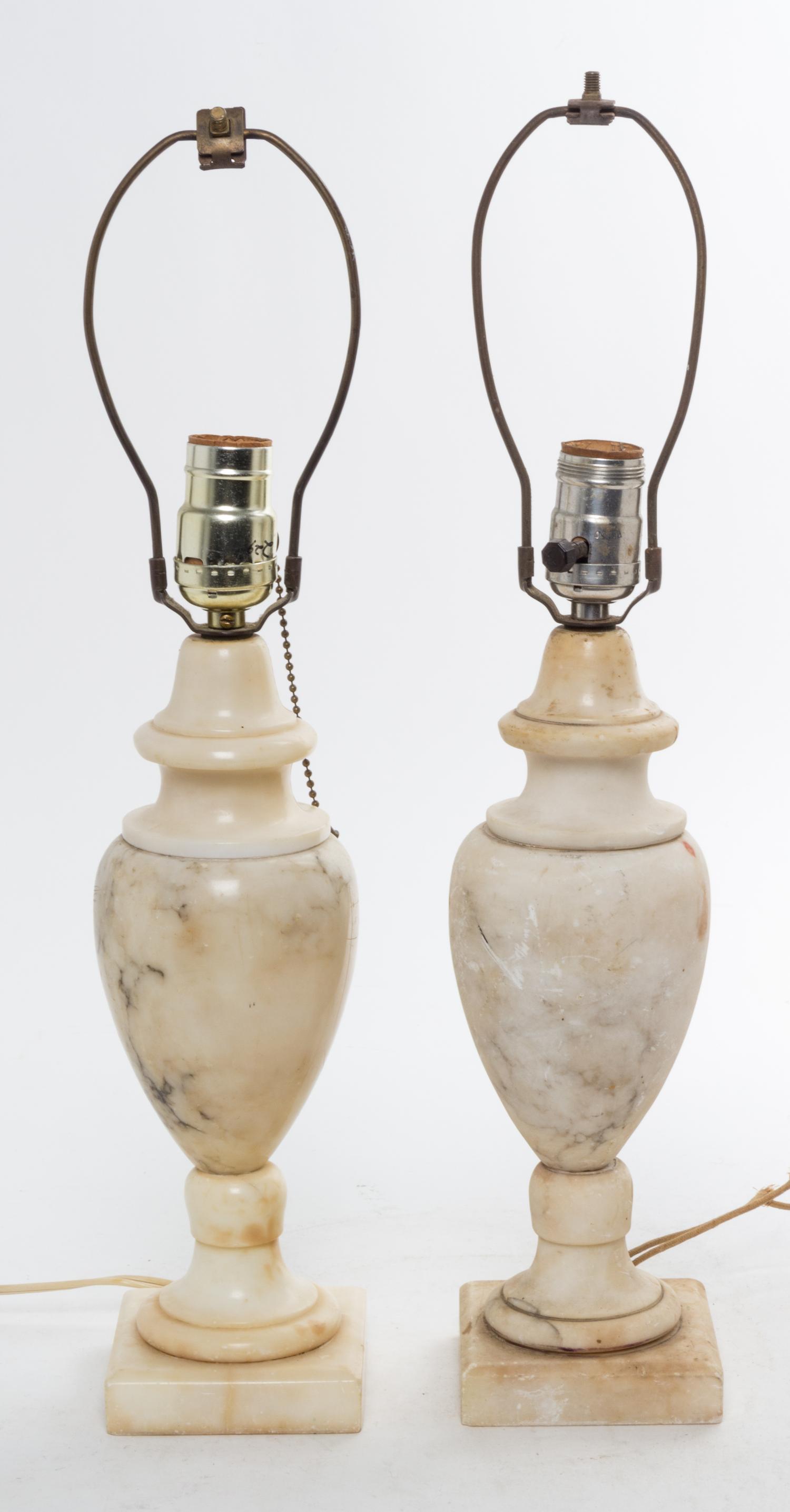 A Pair of Italian Alabaster Table Lamps Height 19 1/2 inches. — 19TH/20TH CENTURY