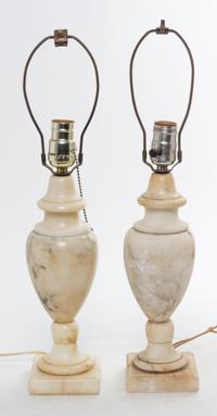 A Pair of Italian Alabaster Table Lamps Height 19 1/2 inches. — 19TH/20TH CENTURY