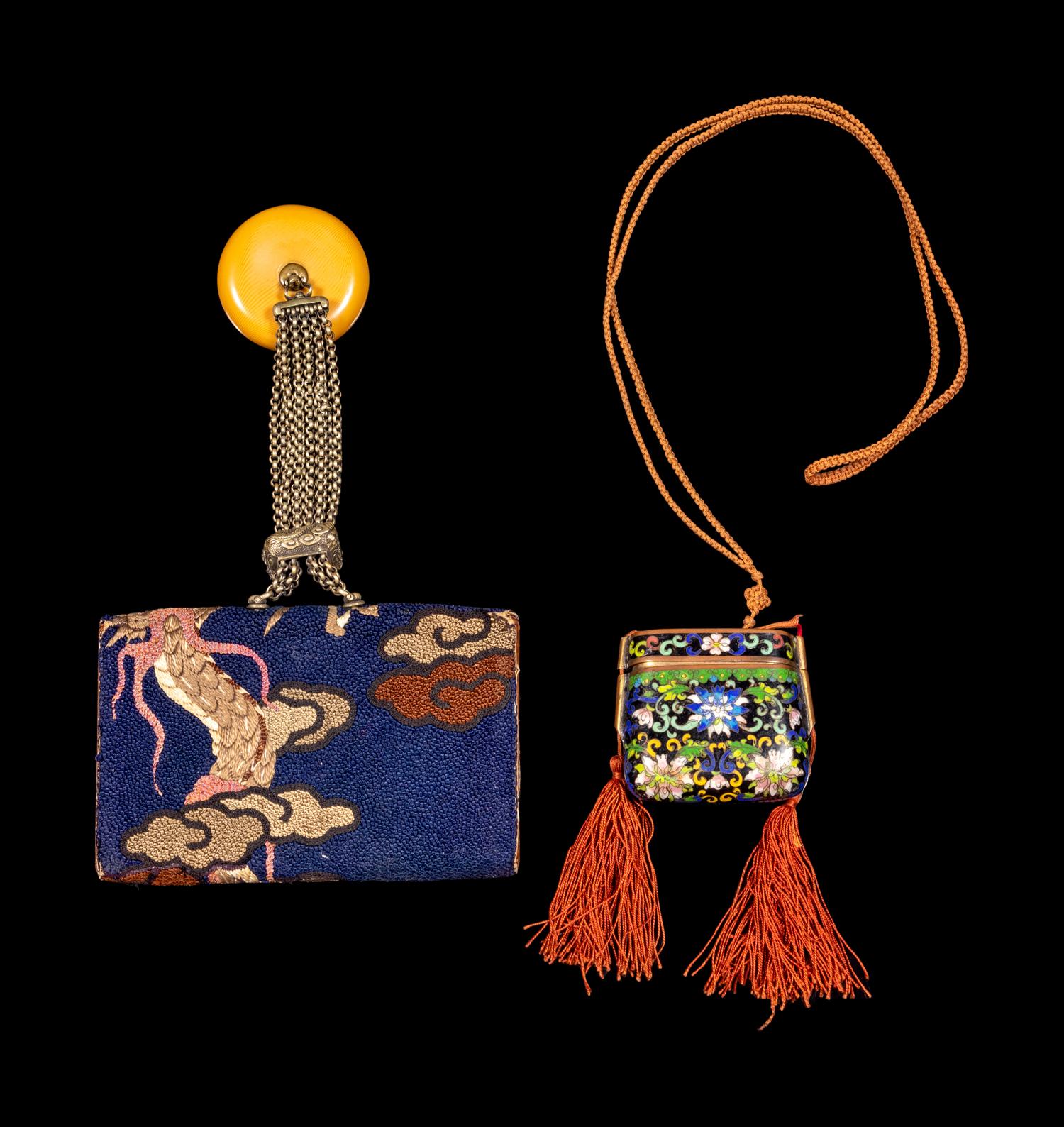 A Japanese Tobacco Purse and A Cloisonné Enamel Inro
