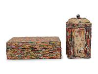 Two Appliqué Beaded Boxes