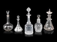 Five Cut-Glass Decanters