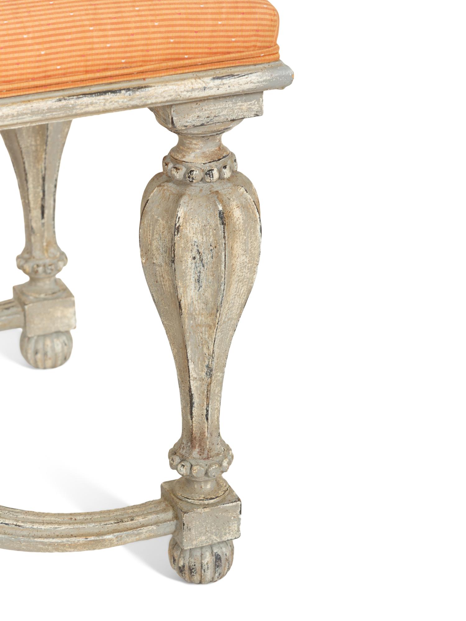 An Italian Grey-Painted Bench