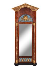 A Swedish Neoclassical Painted and Parcel Gilt Walnut Pier Mirror