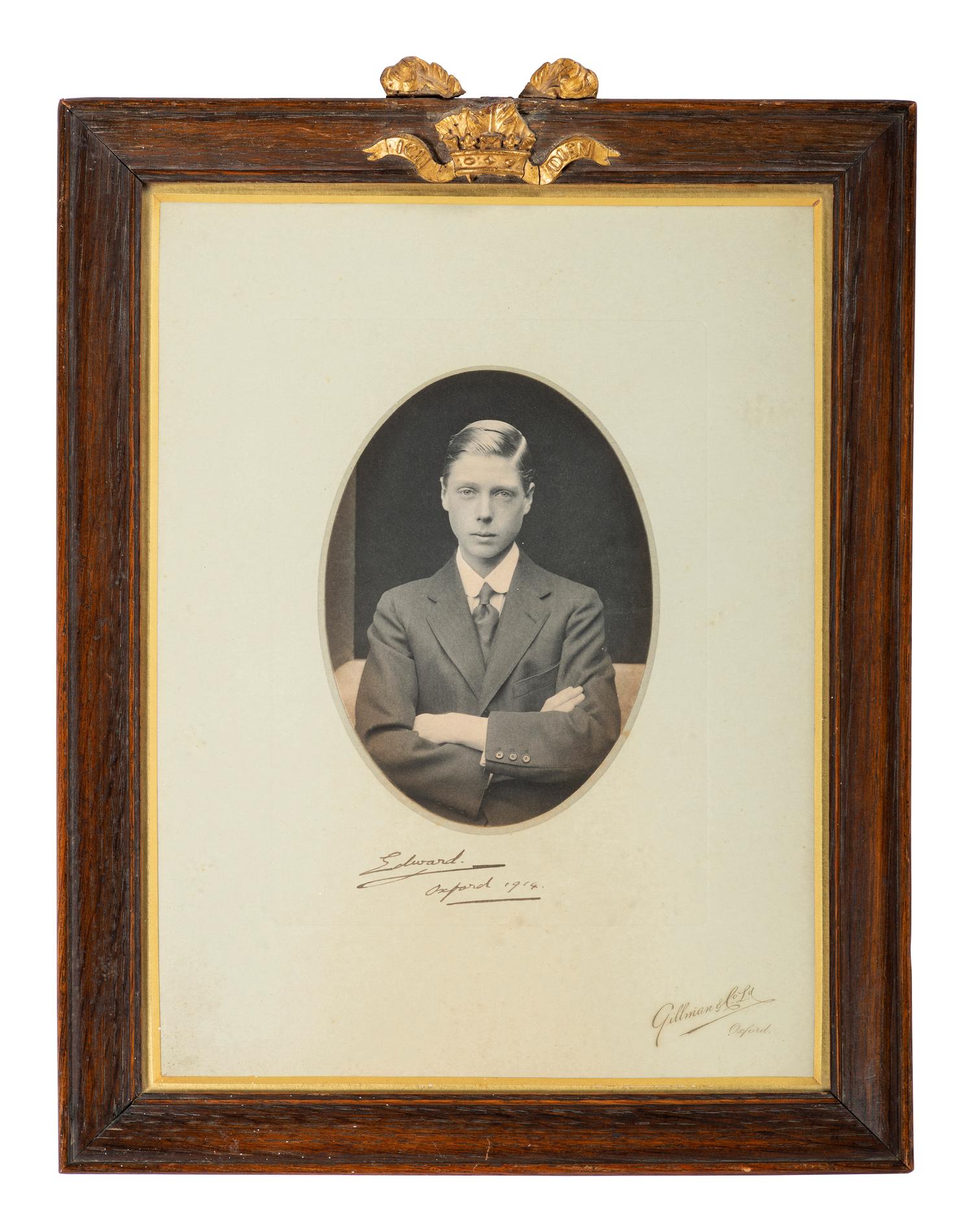 [ROYALTY]. WINDSOR, Edward, Duke of (1894-1972, "Edward VIII, King of England"). Photograph SIGNED ("Edward"), as Prince of Wales. Oxford, England, 1914.