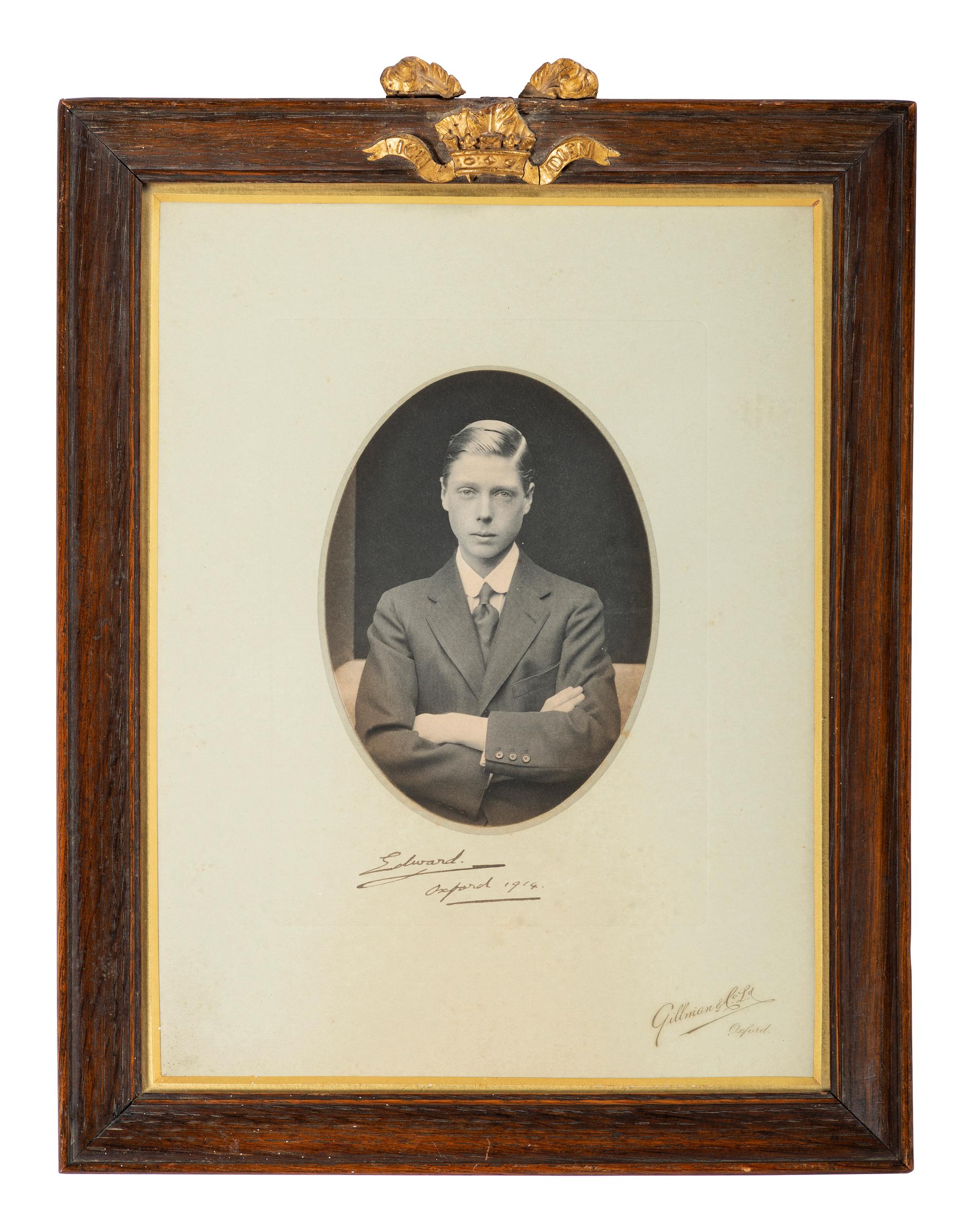 [ROYALTY]. WINDSOR, Edward, Duke of (1894-1972, "Edward VIII, King of England"). Photograph SIGNED ("Edward"), as Prince of Wales. Oxford, England, 1914.