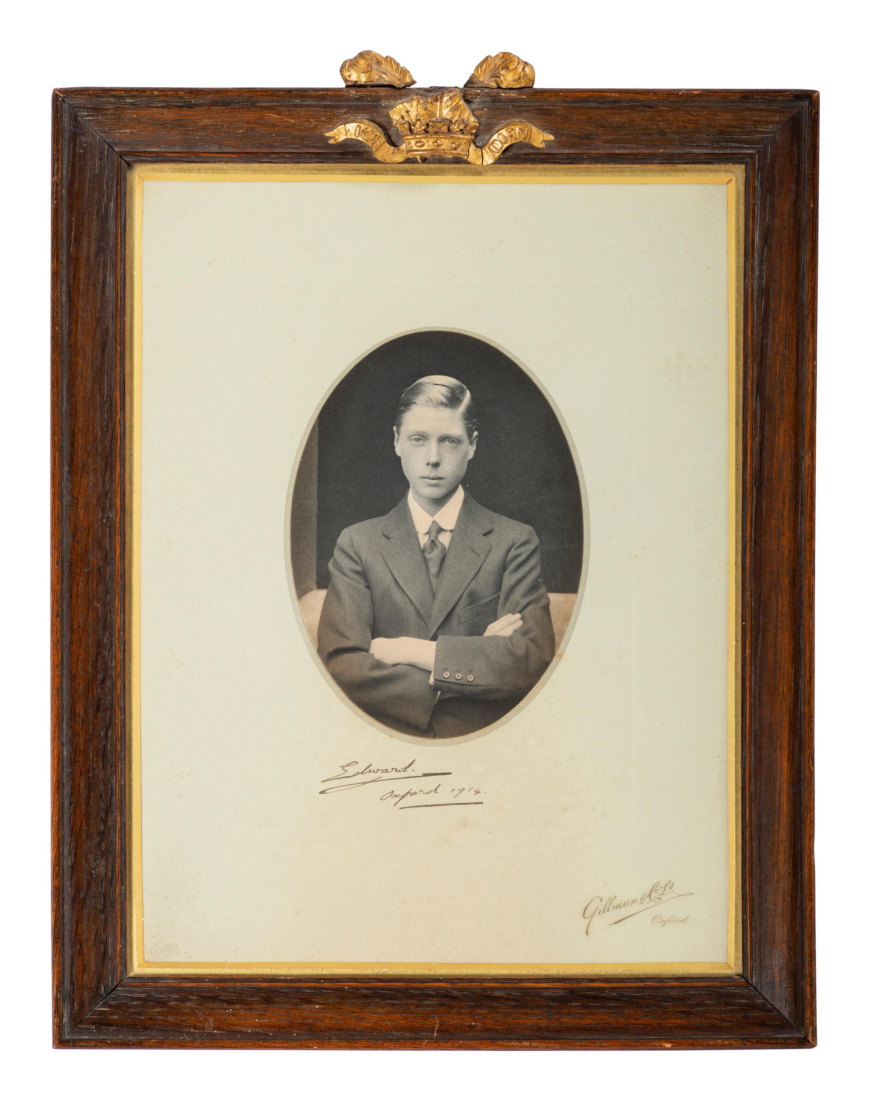 [ROYALTY]. WINDSOR, Edward, Duke of (1894-1972, "Edward VIII, King of England"). Photograph SIGNED ("Edward"), as Prince of Wales. Oxford, England, 1914.