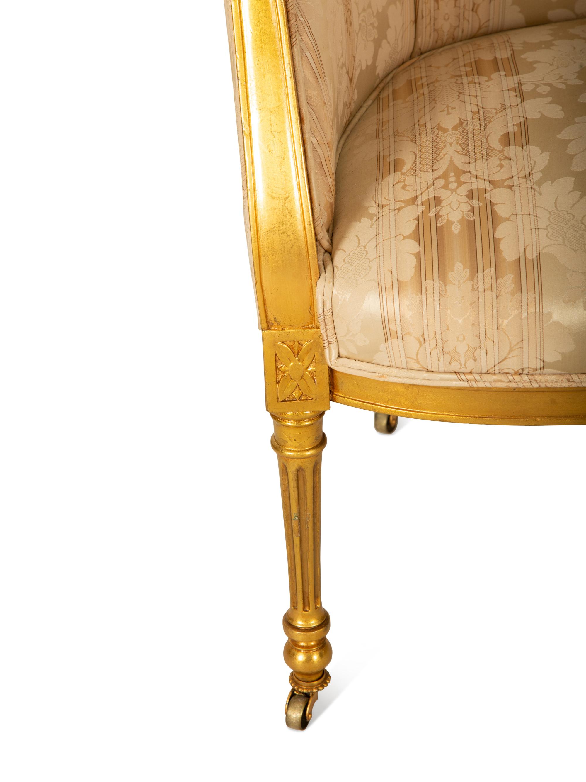 A Louis XVI Style Giltwood Bergère