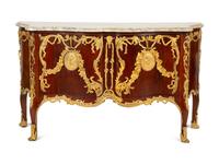 A Régence Style Gilt Bronze Mounted Mahogany Marble-Top Commode — Early 20th century