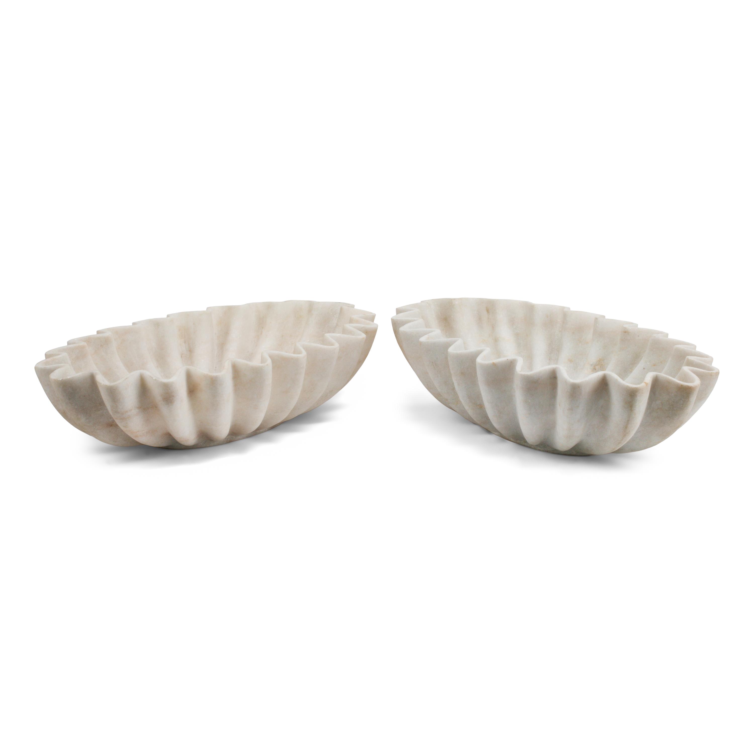 A Pair of Italian Carved Fluted Bowls
