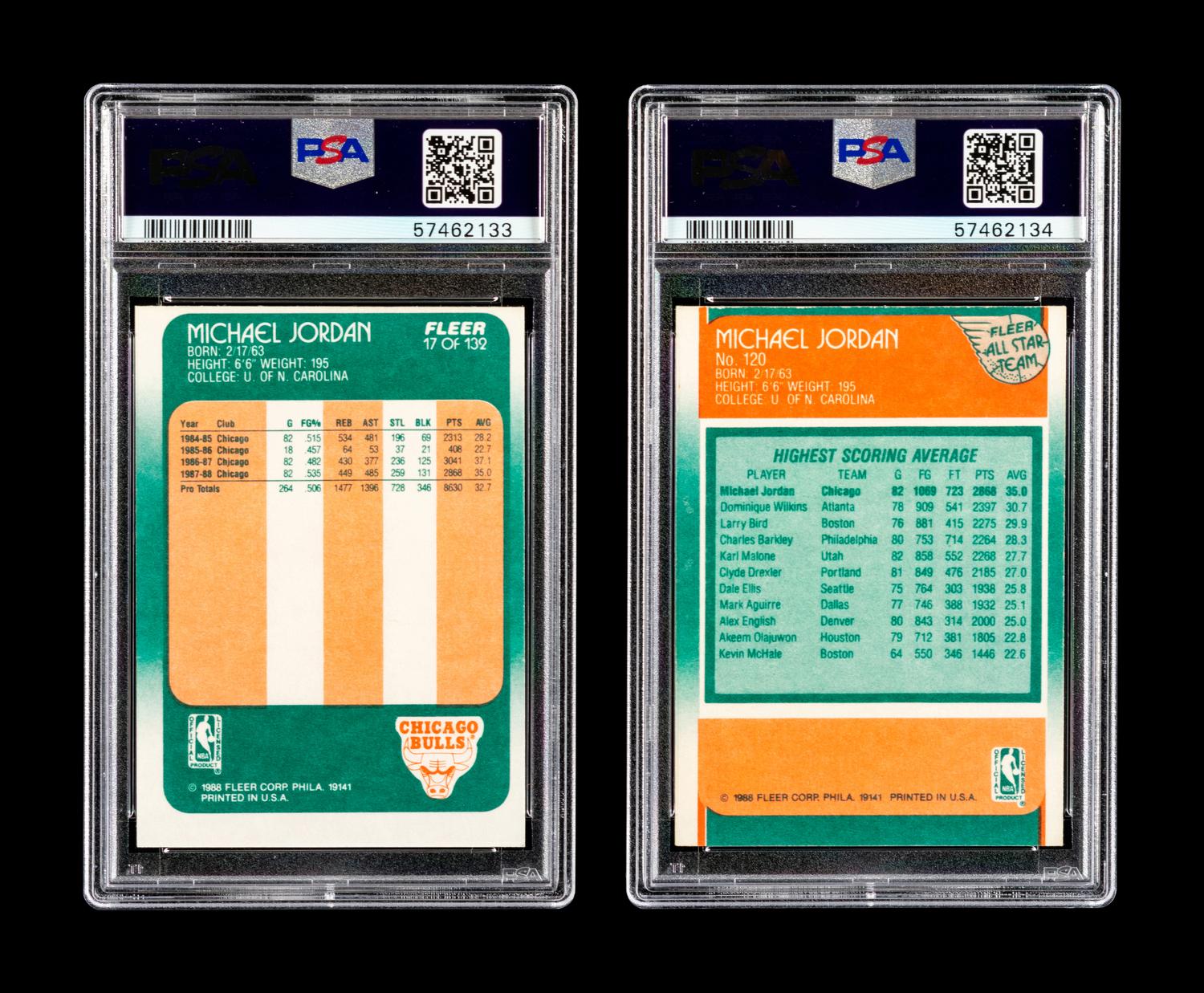 A Group of Two PSA Graded 1988 Fleer Michael Jordan Basketball Cards,