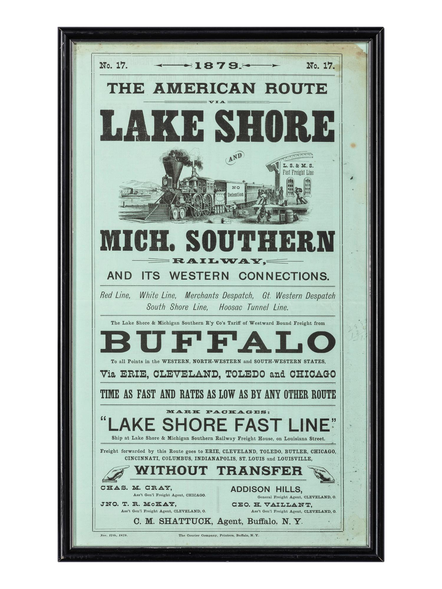 [TRANSPORTATION - RAILROAD]. The American Route via Lake Shore and Mich. Southern Railway and its Western Connections . Buffalo, NY: The Courier Company, Printers, 1879.