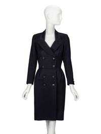 Hermès, Fitted Black Wool Dress