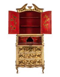 An Italian Cream and Gold-Painted Bureau Cabinet