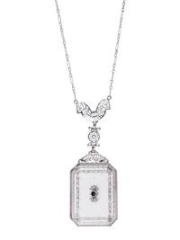 WHITE GOLD, ROCK CRYSTAL AND DIAMOND NECKLACE