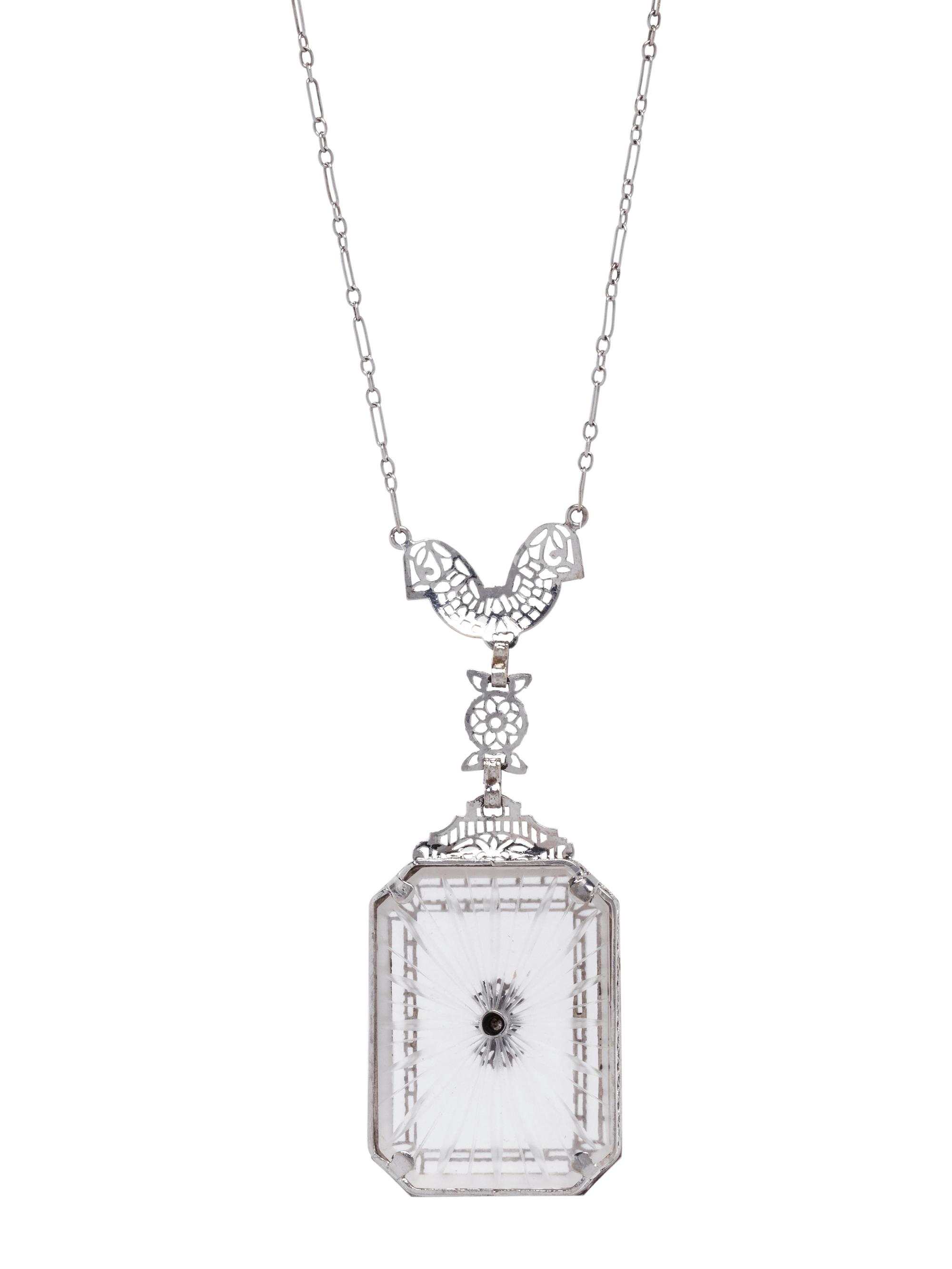 WHITE GOLD, ROCK CRYSTAL AND DIAMOND NECKLACE
