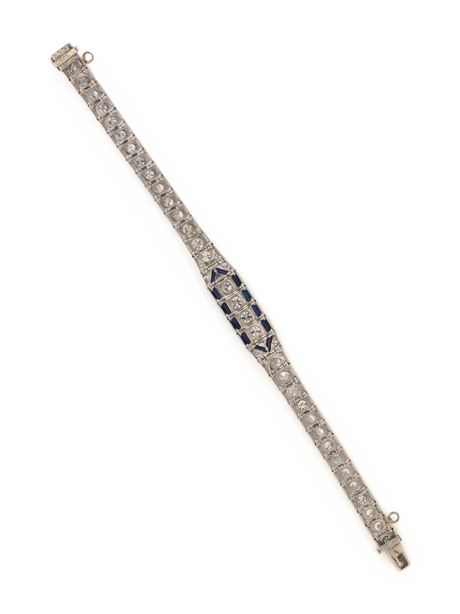 ART DECO, DIAMOND AND SYNTHETIC SAPPHIRE BRACELET