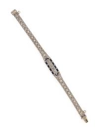 ART DECO, DIAMOND AND SYNTHETIC SAPPHIRE BRACELET