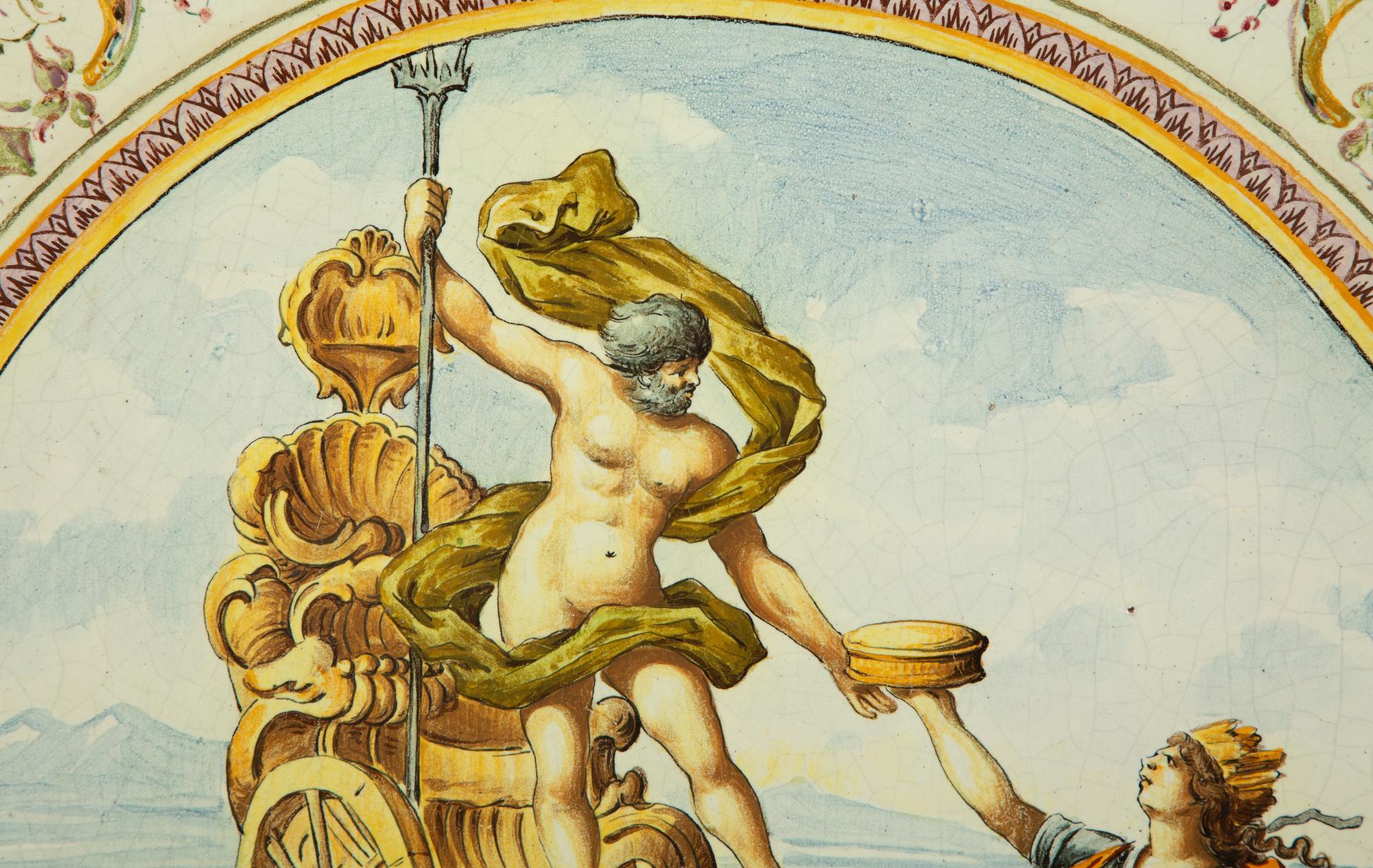 A Pair of Italian Renaissance Style Majolica Glazed Ceramic Chargers