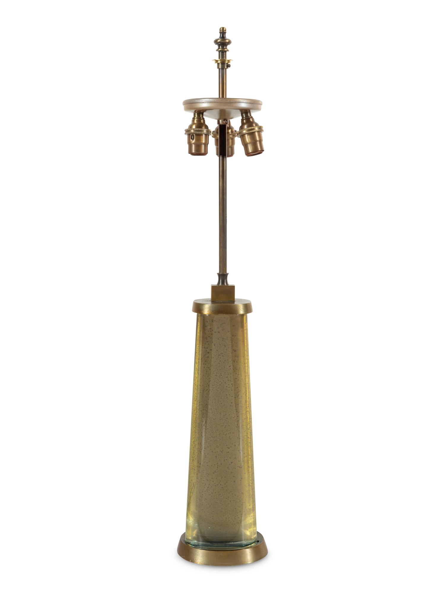 A Fontana Arte Glass and Gilt Brass Table Lamp