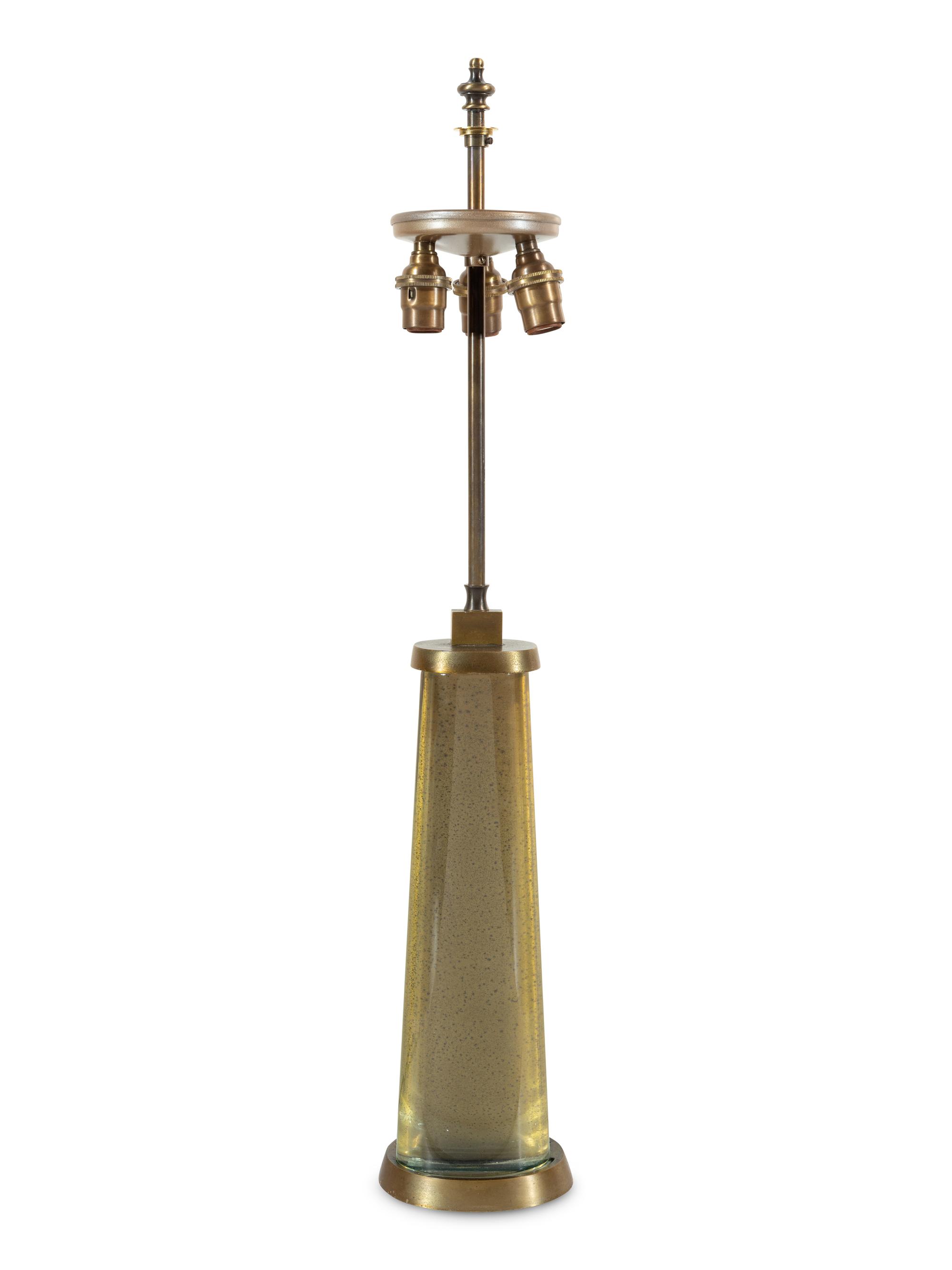 A Fontana Arte Glass and Gilt Brass Table Lamp