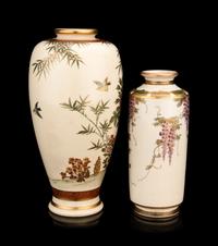 Two Japanese Satsuma 'Floral' Vases