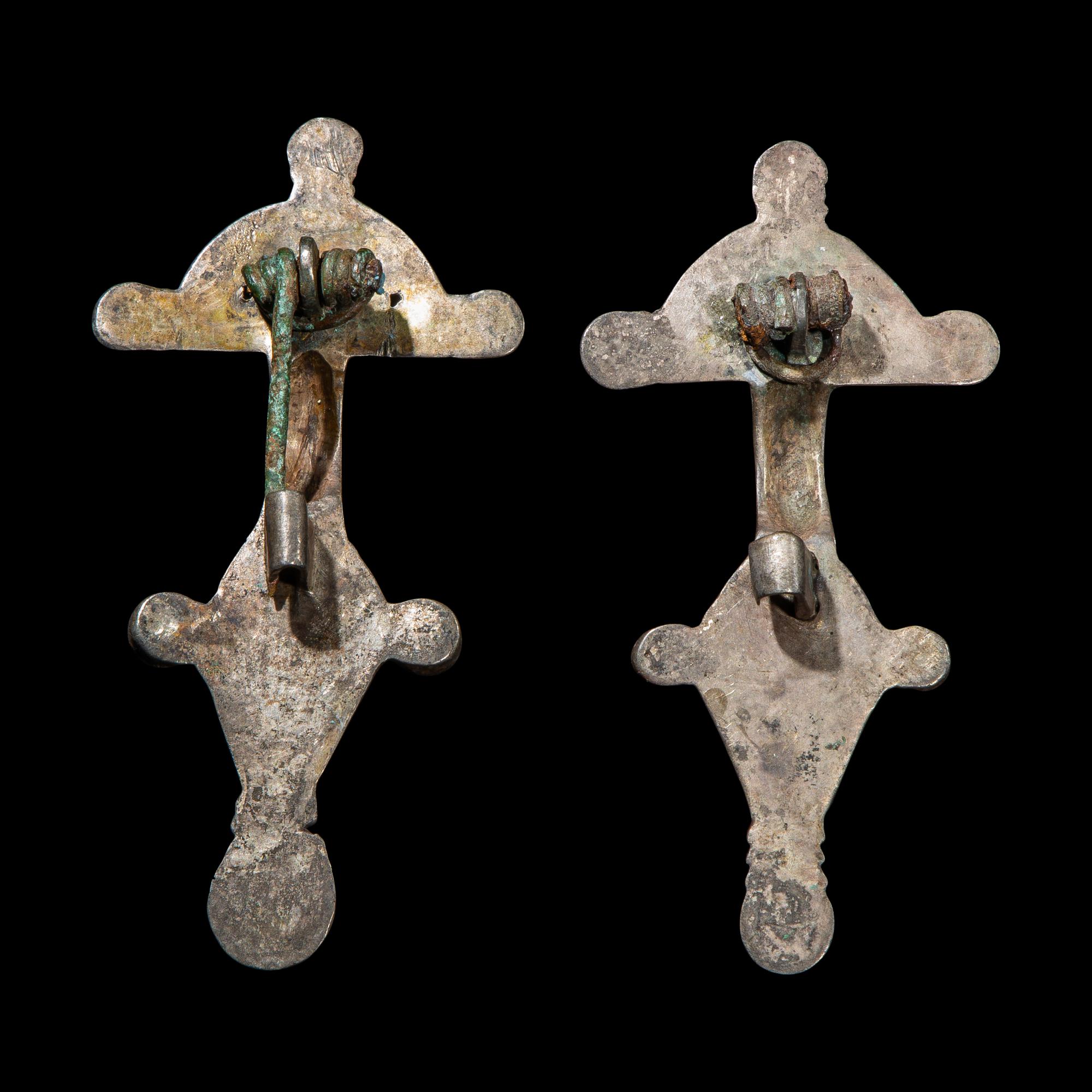 A Pair of Ostrogothic Silver and Garnet Fibulae