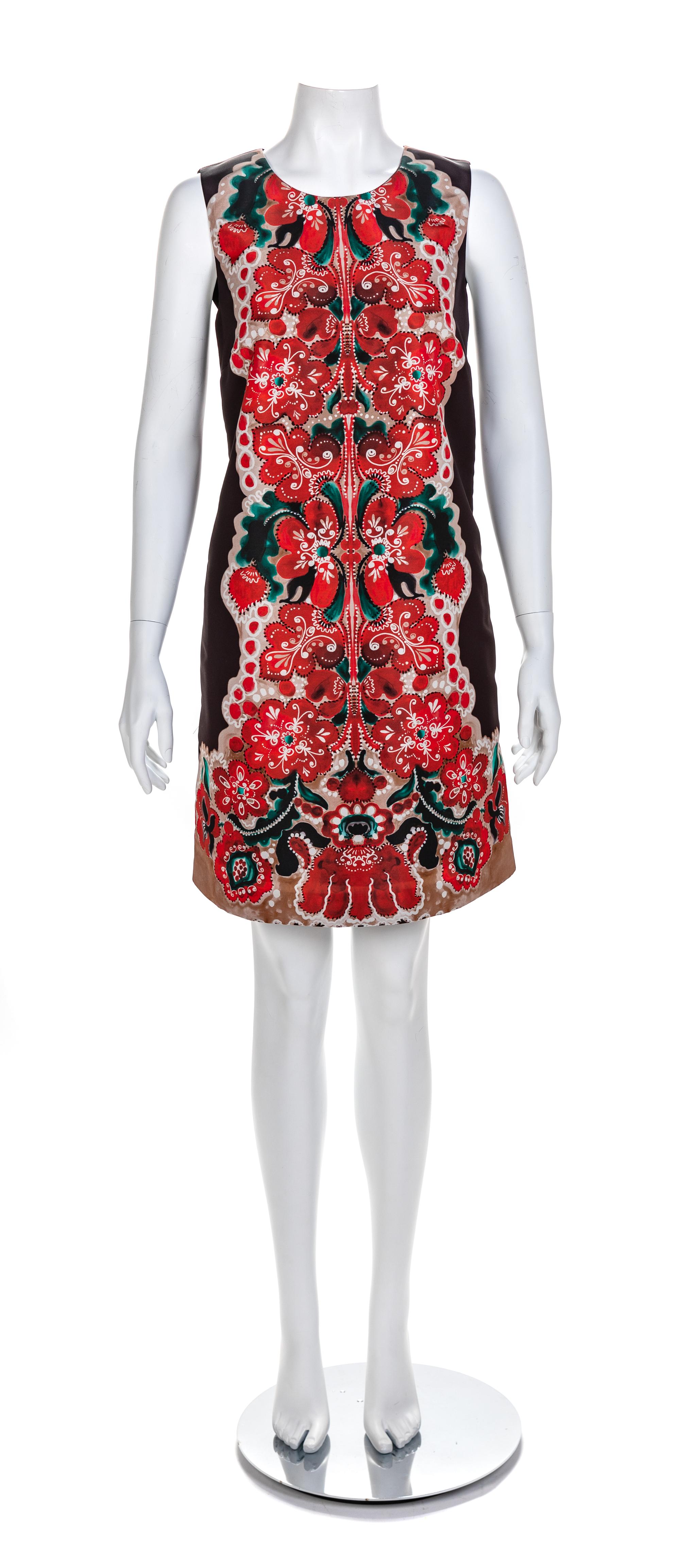 Red Valentino Black and Red Floral Shift Dress, 2000s Size label: 44