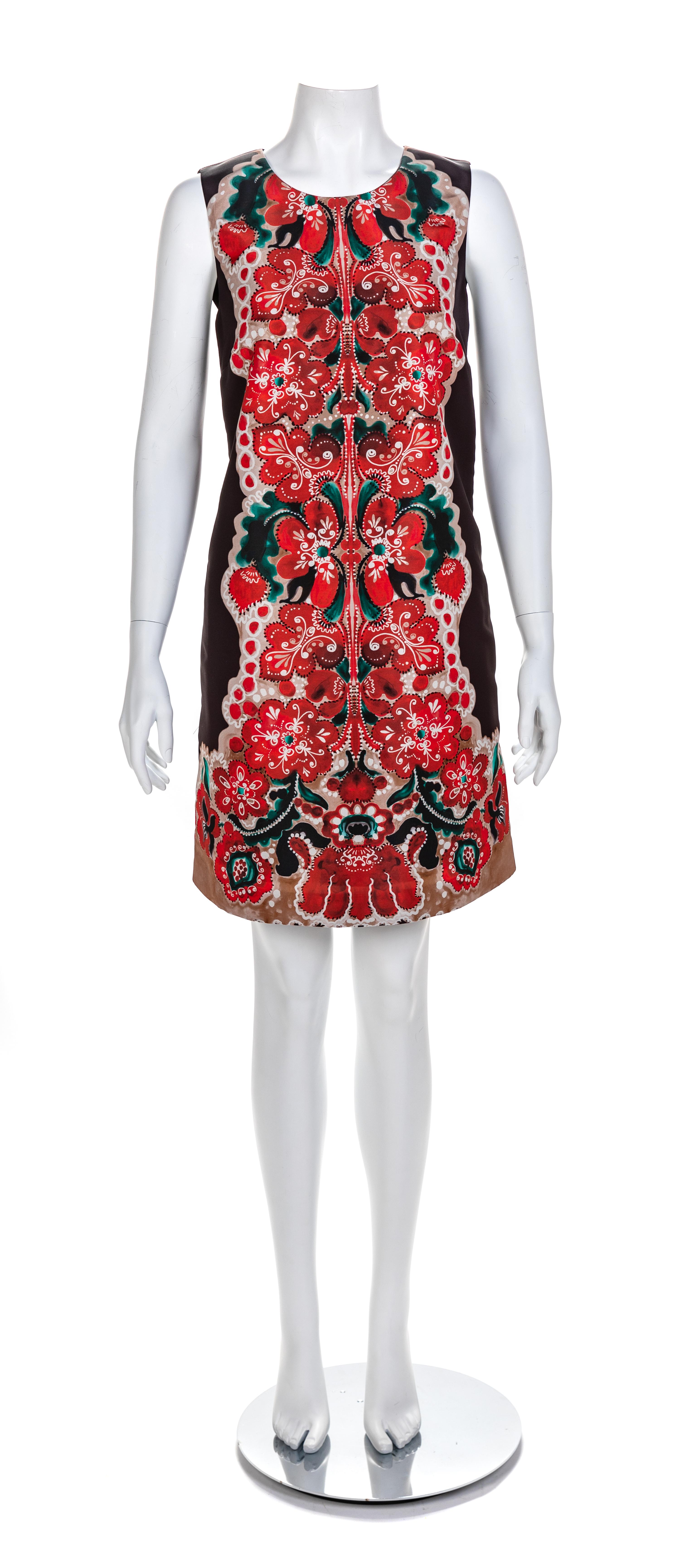 Red Valentino Black and Red Floral Shift Dress, 2000s Size label: 44