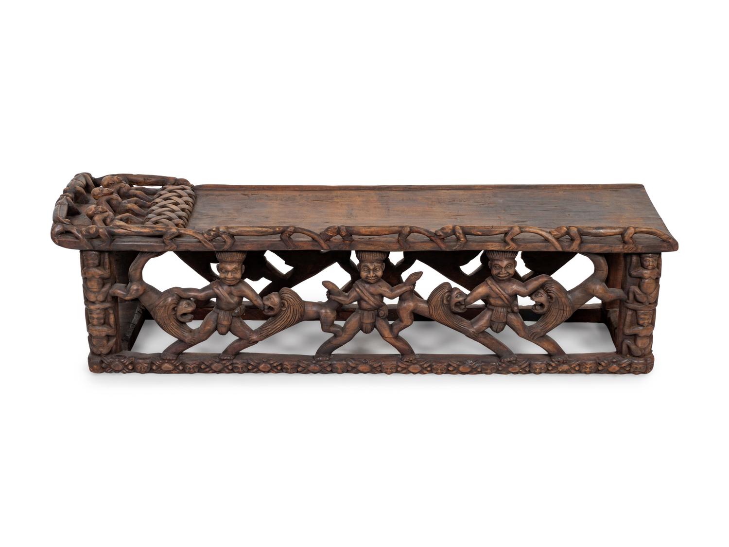 A Bamileke/Bamun Carved Wood Bed