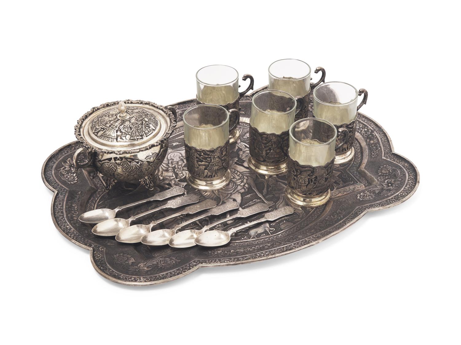 A Persian Silver Tea and Coffee Service