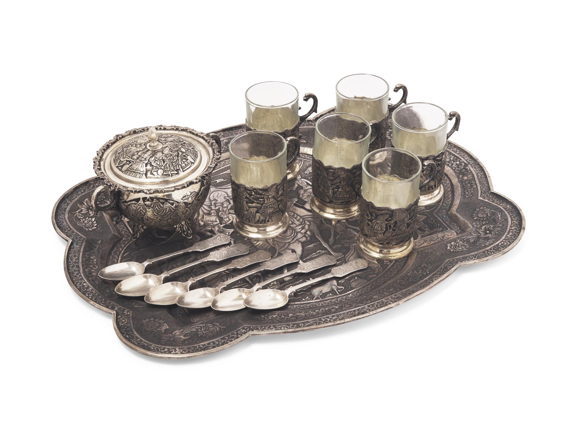 A Persian Silver Tea and Coffee Service